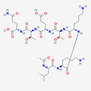 TB-500 Molecular Structure – Thymosin Beta Research Peptide | Black Helix Labs - Black Prism labs 2D peptide chain diagram of TB-500 showing its amino-acid sequence and peptide bonds.
