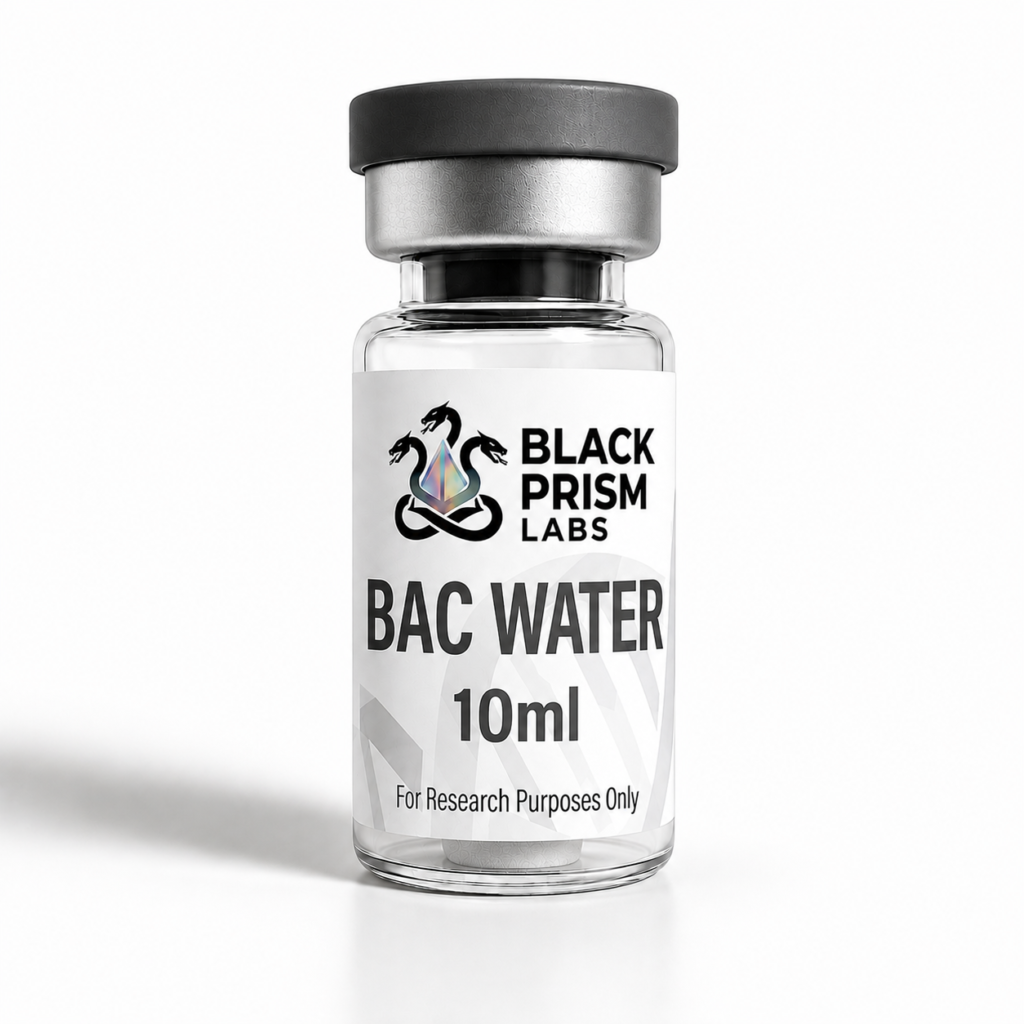 BACWater - Black Prism labs Bottle labeled Black Prism Labs BAC Water 10ml for research purposes only